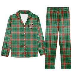 ScotsTee Shop Scottish Muirhead Modern Crest Tartan Pajama Satin Velvet Flannel Pajama Set