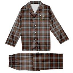 ScotsTee Shop Scottish McRae Hunting Weathered Crest Tartan Pajama Satin Velvet Flannel Pajama Set