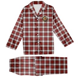 ScotsTee Shop Scottish McPhee Dress Ancient Crest Tartan Pajama Satin Velvet Flannel Pajama Set