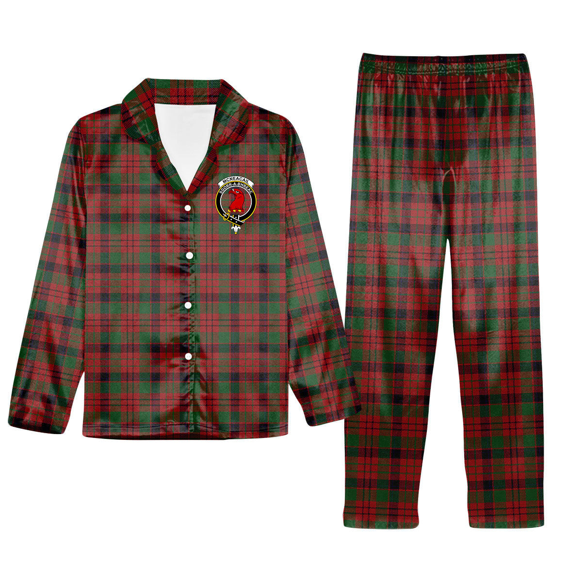 ScotsTee Shop Scottish McNeacail Crest Tartan Pajama Satin Velvet Flannel Pajama Set
