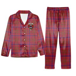 ScotsTee Shop Scottish McLeod Red Modern Crest Tartan Pajama Satin Velvet Flannel Pajama Set