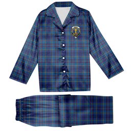 ScotsTee Shop Scottish Mercer Crest Tartan Pajama Satin Velvet Flannel Pajama Set