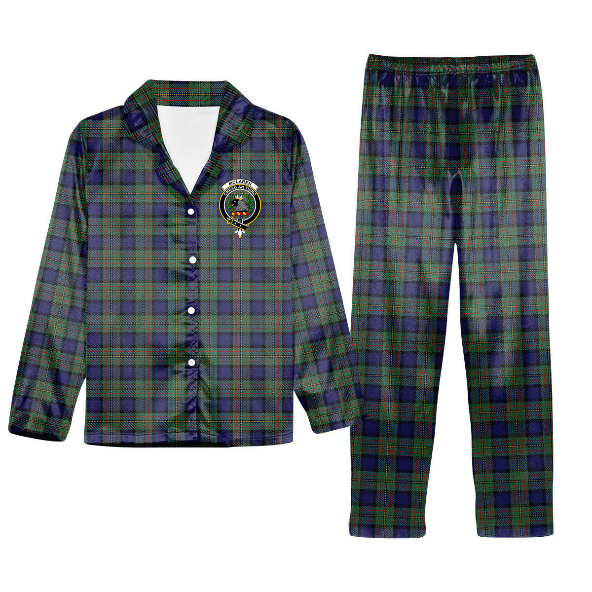 ScotsTee Shop Scottish McLaren Crest Tartan Pajama Satin Velvet Flannel Pajama Set