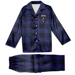 ScotsTee Shop Scottish Morgan Crest Tartan Pajama Satin Velvet Flannel Pajama Set