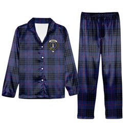 ScotsTee Shop Scottish Morgan Crest Tartan Pajama Satin Velvet Flannel Pajama Set