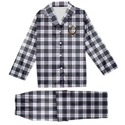 ScotsTee Shop Scottish McRae Dress Modern Crest Tartan Pajama Satin Velvet Flannel Pajama Set