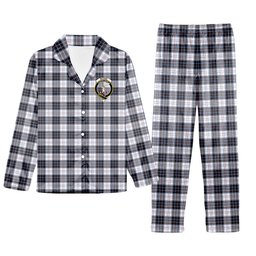 ScotsTee Shop Scottish McRae Dress Modern Crest Tartan Pajama Satin Velvet Flannel Pajama Set