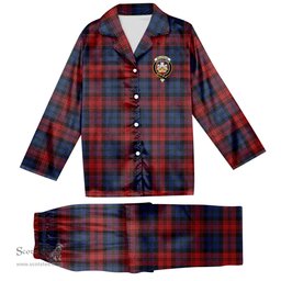 ScotsTee Shop Scottish McLachlan Modern Crest Tartan Pajama Satin Velvet Flannel Pajama Set