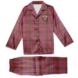 ScotsTee Shop Scottish McRae Ancient Crest Tartan Pajama Satin Velvet Flannel Pajama Set