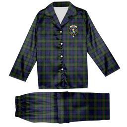 ScotsTee Shop Scottish Murray 1816 2 Crest Tartan Pajama Satin Velvet Flannel Pajama Set
