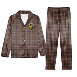 ScotsTee Shop Scottish Nicolson Hunting Weathered Crest Tartan Pajama Satin Velvet Flannel Pajama Set
