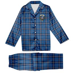 ScotsTee Shop Scottish McRae of America Modern Crest Tartan Pajama Satin Velvet Flannel Pajama Set