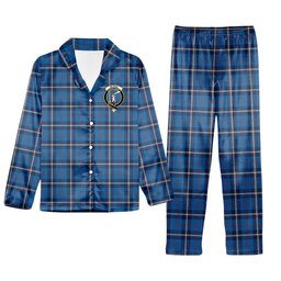 ScotsTee Shop Scottish McRae of America Modern Crest Tartan Pajama Satin Velvet Flannel Pajama Set
