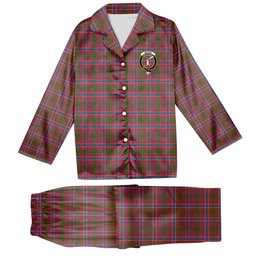 ScotsTee Shop Scottish McRae Red Ancient Crest Tartan Pajama Satin Velvet Flannel Pajama Set