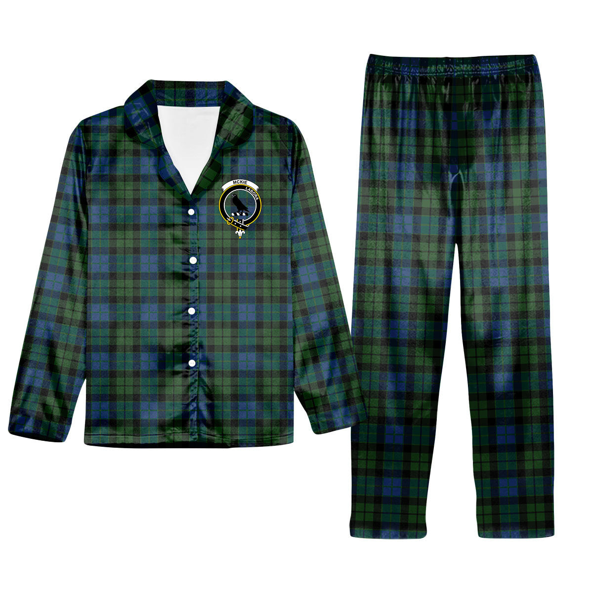 ScotsTee Shop Scottish McKie Crest Tartan Pajama Satin Velvet Flannel Pajama Set