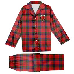 ScotsTee Shop Scottish McNicol of Scorrybreac Crest Tartan Pajama Satin Velvet Flannel Pajama Set