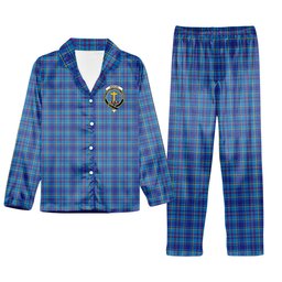 ScotsTee Shop Scottish Mercer Modern Crest Tartan Pajama Satin Velvet Flannel Pajama Set