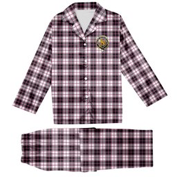ScotsTee Shop Scottish McPherson Hunting Modern Crest Tartan Pajama Satin Velvet Flannel Pajama Set