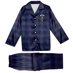 ScotsTee Shop Scottish Morgan Modern Crest Tartan Pajama Satin Velvet Flannel Pajama Set