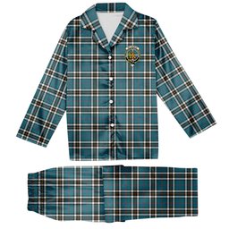 ScotsTee Shop Scottish McThomas Blue Ancient Crest Tartan Pajama Satin Velvet Flannel Pajama Set