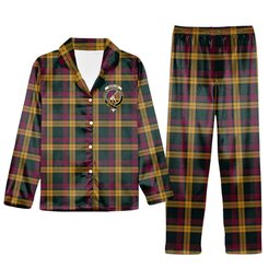 ScotsTee Shop Scottish McMillan Modern Crest Tartan Pajama Satin Velvet Flannel Pajama Set