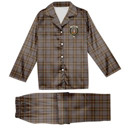 ScotsTee Shop Scottish McIntyre Hunting Weathered Crest Tartan Pajama Satin Velvet Flannel Pajama Set