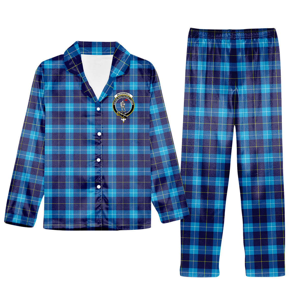 ScotsTee Shop Scottish McKerrell Crest Tartan Pajama Satin Velvet Flannel Pajama Set