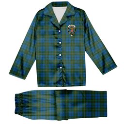 ScotsTee Shop Scottish Melville Two black lines Crest Tartan Pajama Satin Velvet Flannel Pajama Set