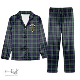 ScotsTee Shop Scottish McKenzie Hunting Green Crest Tartan Pajama Satin Velvet Flannel Pajama Set