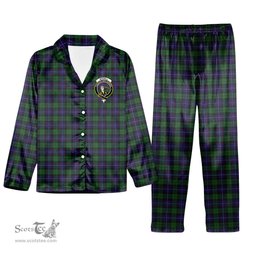 ScotsTee Shop Scottish Mitchell Crest Tartan Pajama Satin Velvet Flannel Pajama Set