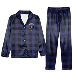 ScotsTee Shop Scottish McKay Blue #02 Crest Tartan Pajama Satin Velvet Flannel Pajama Set