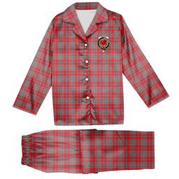 ScotsTee Shop Scottish Moubray Crest Tartan Pajama Satin Velvet Flannel Pajama Set