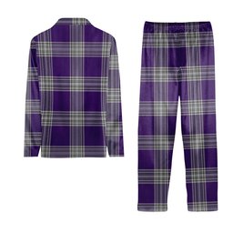 ScotsTee Shop Scottish Menzies Mauve and White Crest Tartan Pajama Satin Velvet Flannel Pajama Set