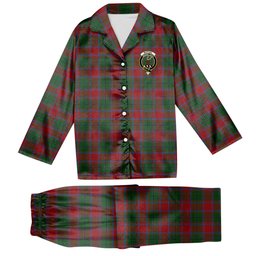 ScotsTee Shop Scottish McPhail Blue Bands Crest Tartan Pajama Satin Velvet Flannel Pajama Set