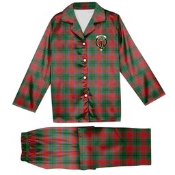 ScotsTee Shop Scottish McPhail Blue Bands Ancient Crest Tartan Pajama Satin Velvet Flannel Pajama Set