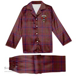 ScotsTee Shop Scottish McLeod Red Crest Tartan Pajama Satin Velvet Flannel Pajama Set