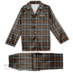 ScotsTee Shop Scottish McLaren Weathered Crest Tartan Pajama Satin Velvet Flannel Pajama Set