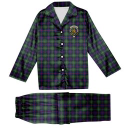 ScotsTee Shop Scottish McThomas Modern Crest Tartan Pajama Satin Velvet Flannel Pajama Set