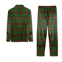 ScotsTee Shop Scottish McKinnon Hunting Modern Crest Tartan Pajama Satin Velvet Flannel Pajama Set