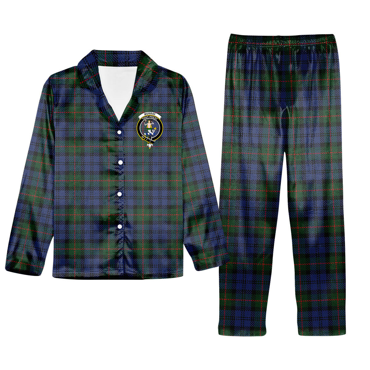 ScotsTee Shop Scottish Murray 1810 Crest Tartan Pajama Satin Velvet Flannel Pajama Set