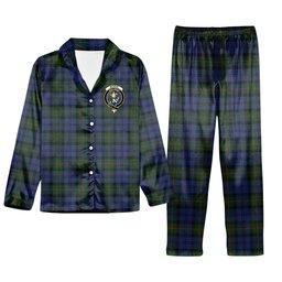 ScotsTee Shop Scottish Murray 1810 Crest Tartan Pajama Satin Velvet Flannel Pajama Set