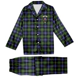 ScotsTee Shop Scottish McNeil of Barra Modern Crest Tartan Pajama Satin Velvet Flannel Pajama Set
