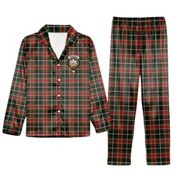 ScotsTee Shop Scottish McLachlan Hunting Modern Crest Tartan Pajama Satin Velvet Flannel Pajama Set