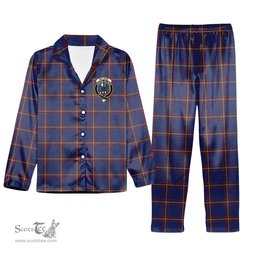 ScotsTee Shop Scottish McLaine of Lochbuie Crest Tartan Pajama Satin Velvet Flannel Pajama Set