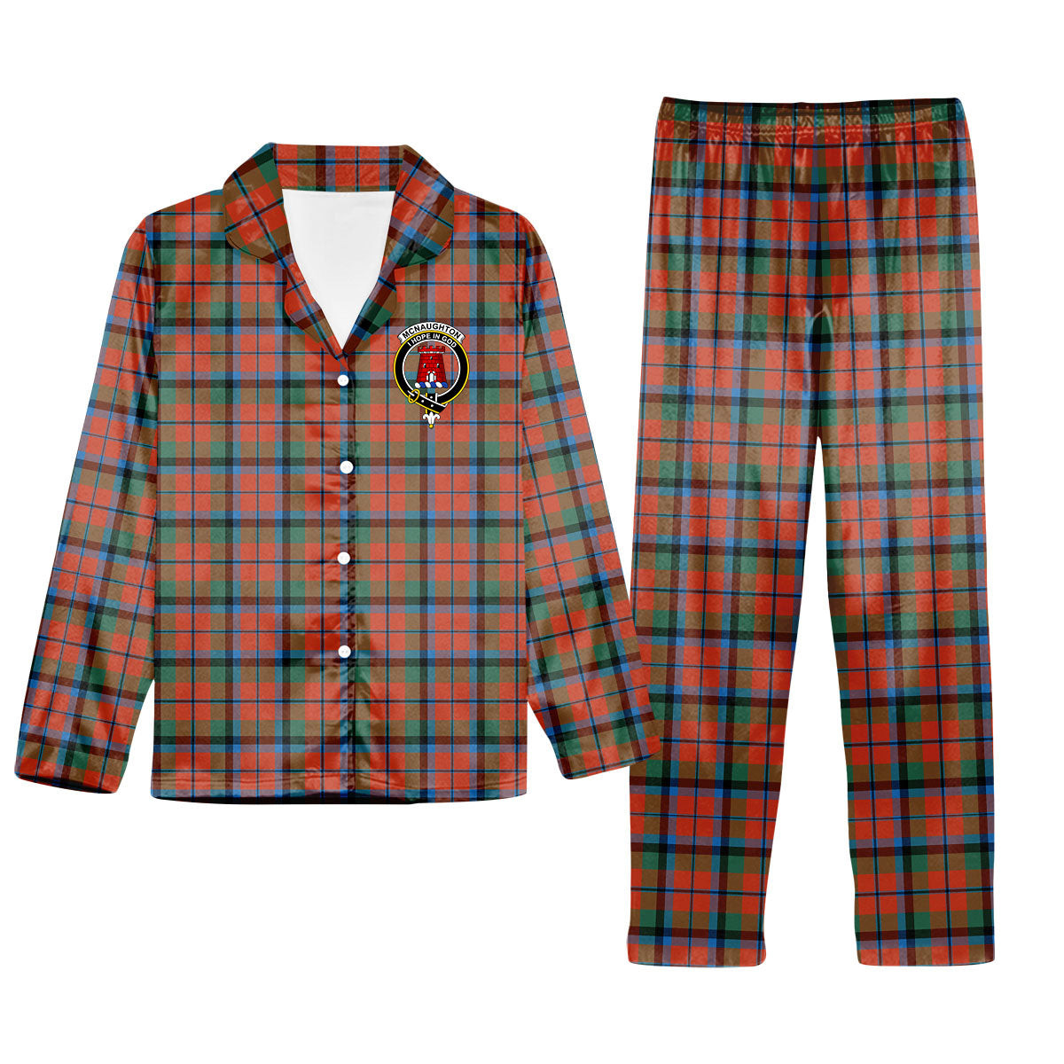 ScotsTee Shop Scottish McNaughton Ancient Crest Tartan Pajama Satin Velvet Flannel Pajama Set
