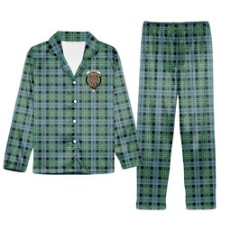 ScotsTee Shop Scottish Melville Modern Crest Tartan Pajama Satin Velvet Flannel Pajama Set