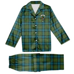 ScotsTee Shop Scottish Muir Ancient Crest Tartan Pajama Satin Velvet Flannel Pajama Set