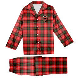 ScotsTee Shop Scottish Nesbitt Modern Crest Tartan Pajama Satin Velvet Flannel Pajama Set