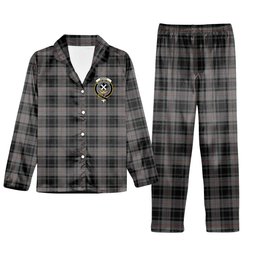 ScotsTee Shop Scottish Moffat Modern Crest Tartan Pajama Satin Velvet Flannel Pajama Set