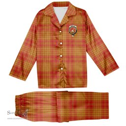 ScotsTee Shop Scottish McMillan Dress Ancient Crest Tartan Pajama Satin Velvet Flannel Pajama Set